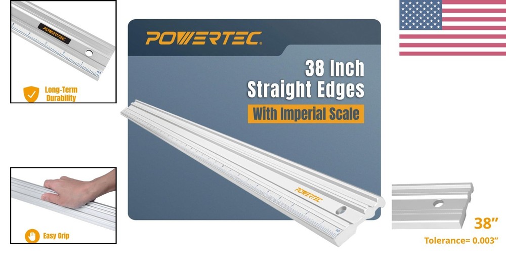 Professional 38" Machinist Straight Edge - .003'' Tolerance for Surface Flatness