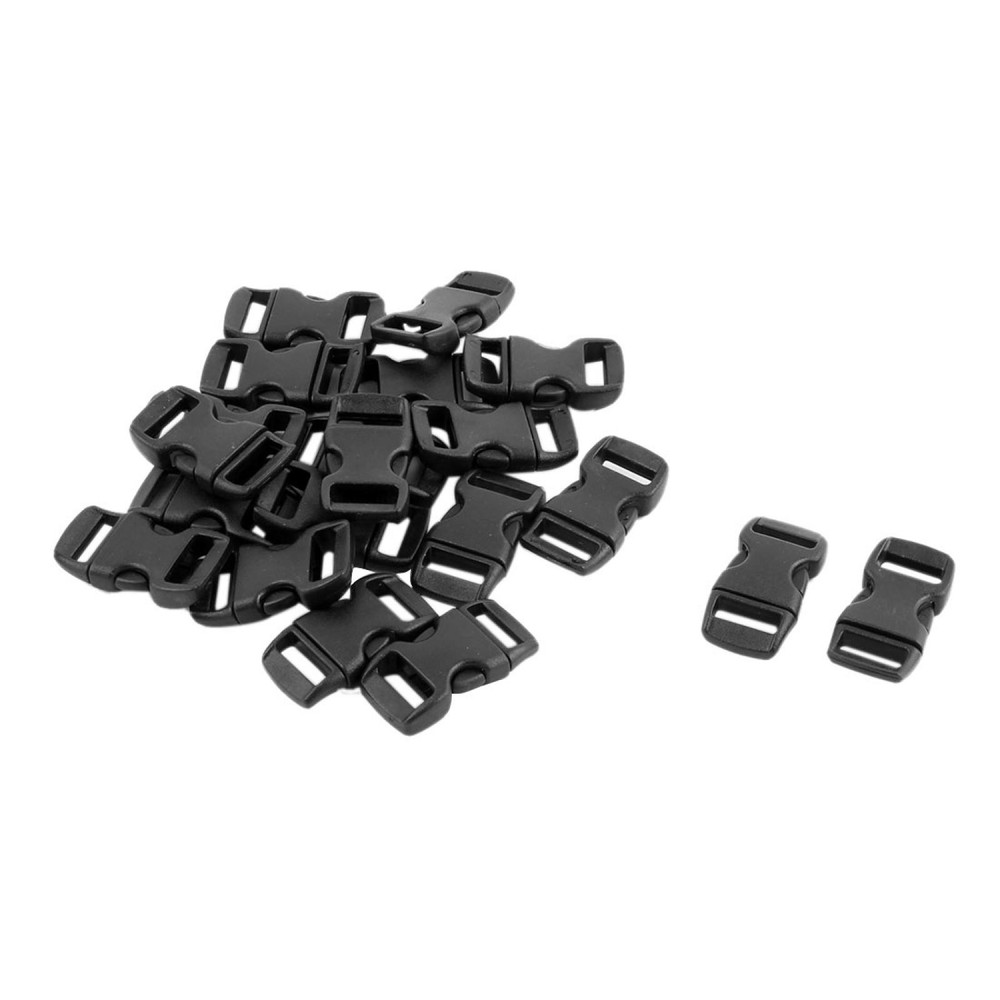 Plastic Side Quick Release Clasp Buckles Webbing Strap Black 11mm Width 20pack
