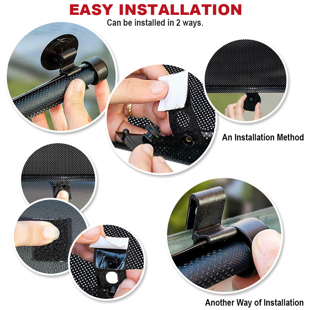 2 Packs Retractable Auto Sun Shade Cover Car Side Window Roller Visor Shield