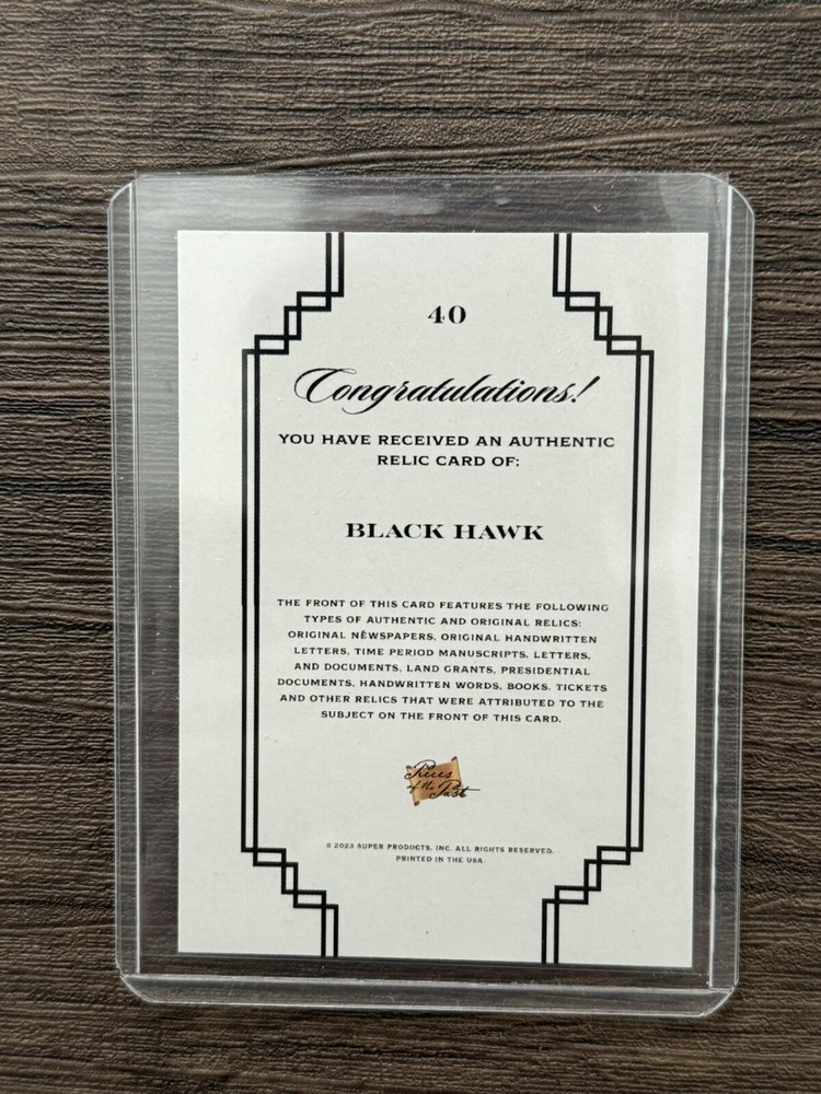 Black Hawk Newspaper Relic