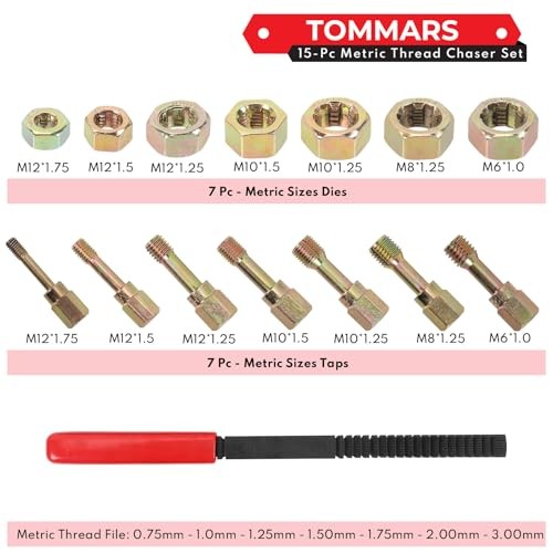15-Piece Thread Chaser Set, M6 M8 M10 M12 Thread Metric Thread Chaser&File