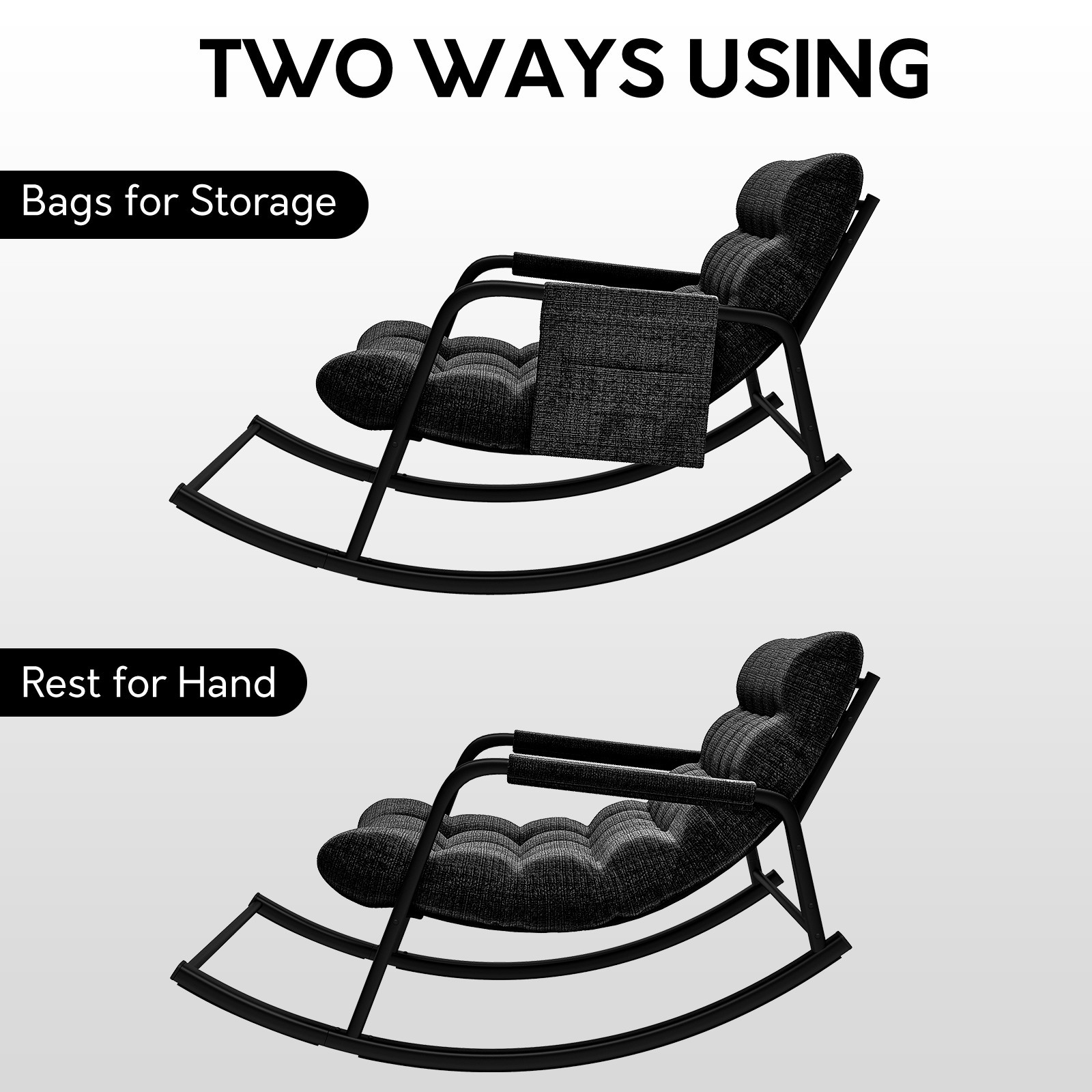 Grand patio Outdoor Rocking Chair Oversized Papasan Rocking Chair Lounge Rocker