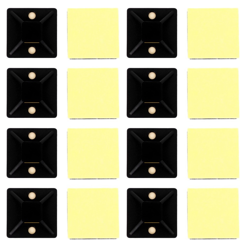 100pcs Square Self-Adhesive Cable Tie Mount Base Wire Cable Organizer (Black)