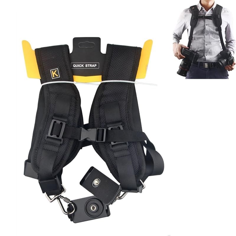 HuaerHui Dual Shoulder Camera Strap Harness Quick Release One Size, Black