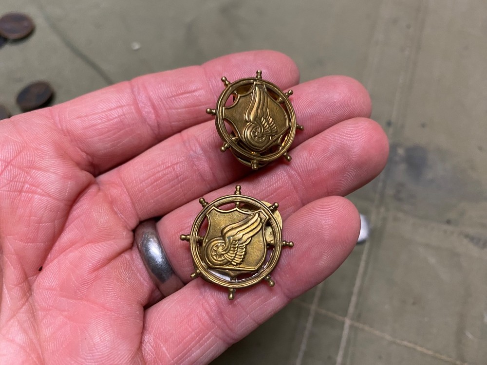 ORIGINAL WWII US ARMY TRANSPORTATION CORPS OFFICER SHIRT COLLAR INSIGNIA LOT