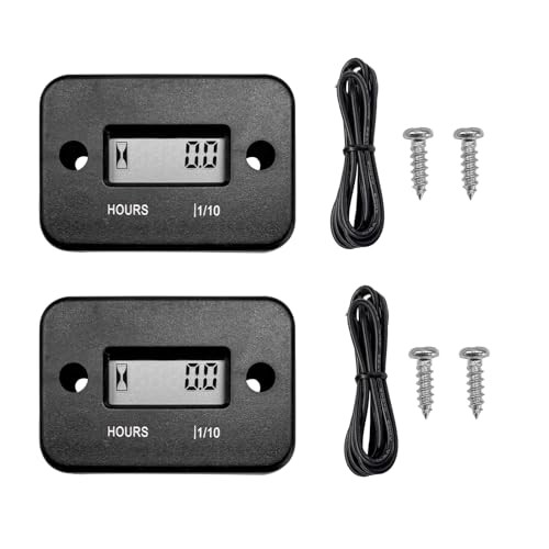 2 PCS Inductive Hour Meter, Waterproof 3V Vehicle Inductive Tachometer, Black
