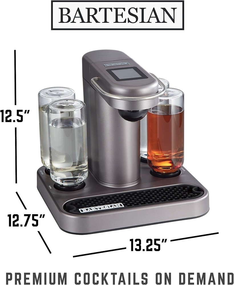Bartesian 55300 Premium Cocktail Machine w/5 Canisters LCD Screen Gray