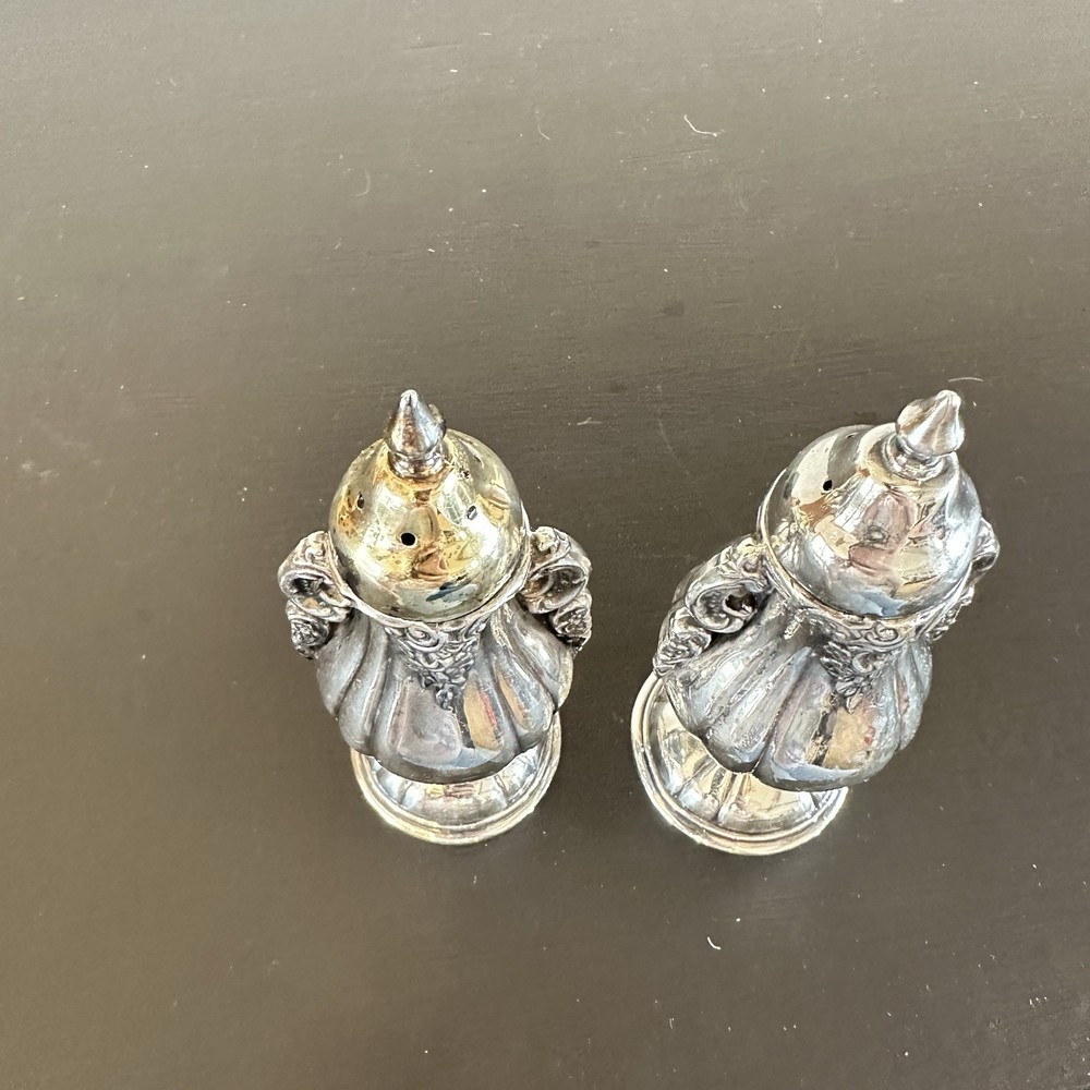 Wallace Baroque Silverplate Salt & Pepper Shakers Ornate Heavy Pair