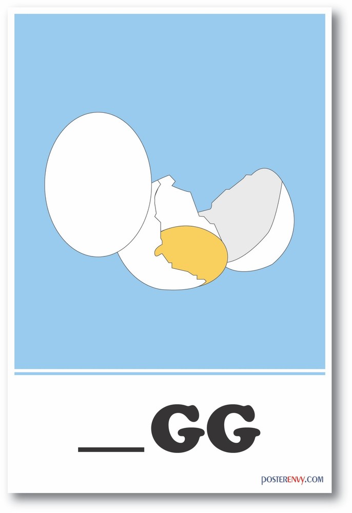NEW LANGUAGE ARTS POSTER - Egg Missing Letter Exercise - Educational Spelling