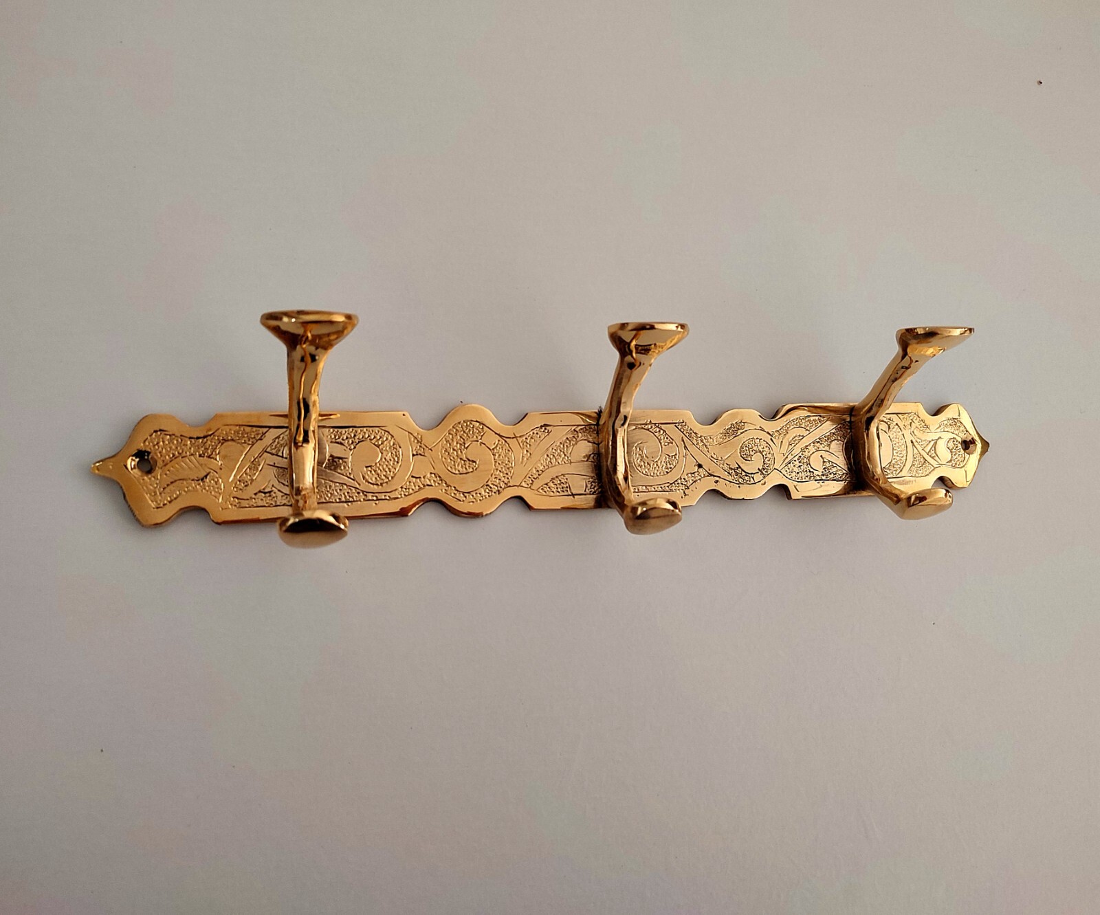 Handcrafted Double Brass Hooks, Moroccan Style Bathroom Brass Hooks.