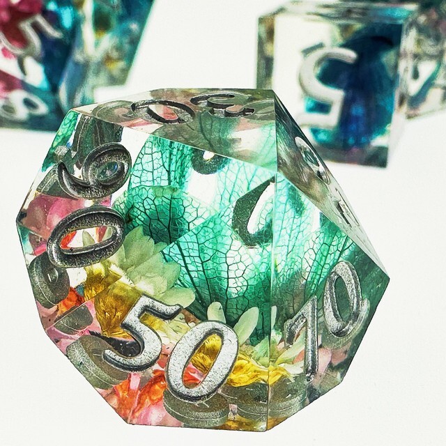 Sage's Spring Florets Sharp Edge Resin Dice Set