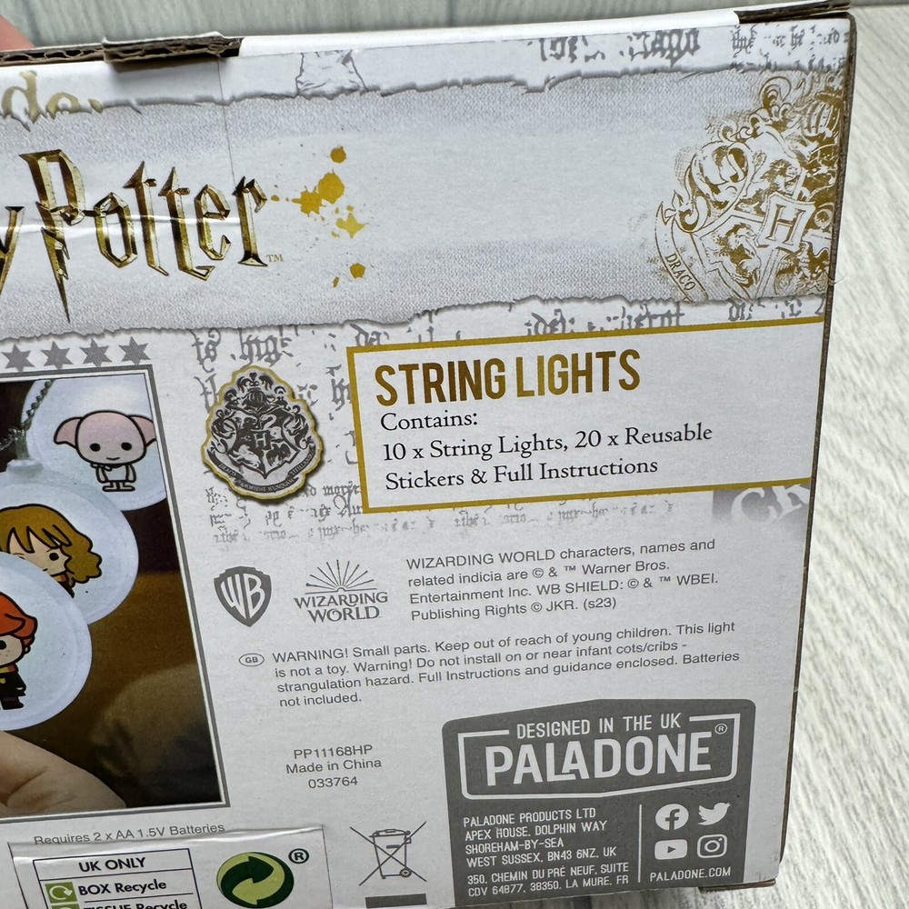 Harry Potter String Lights 10 Lights 20 Stickers Wizardly World - NEW