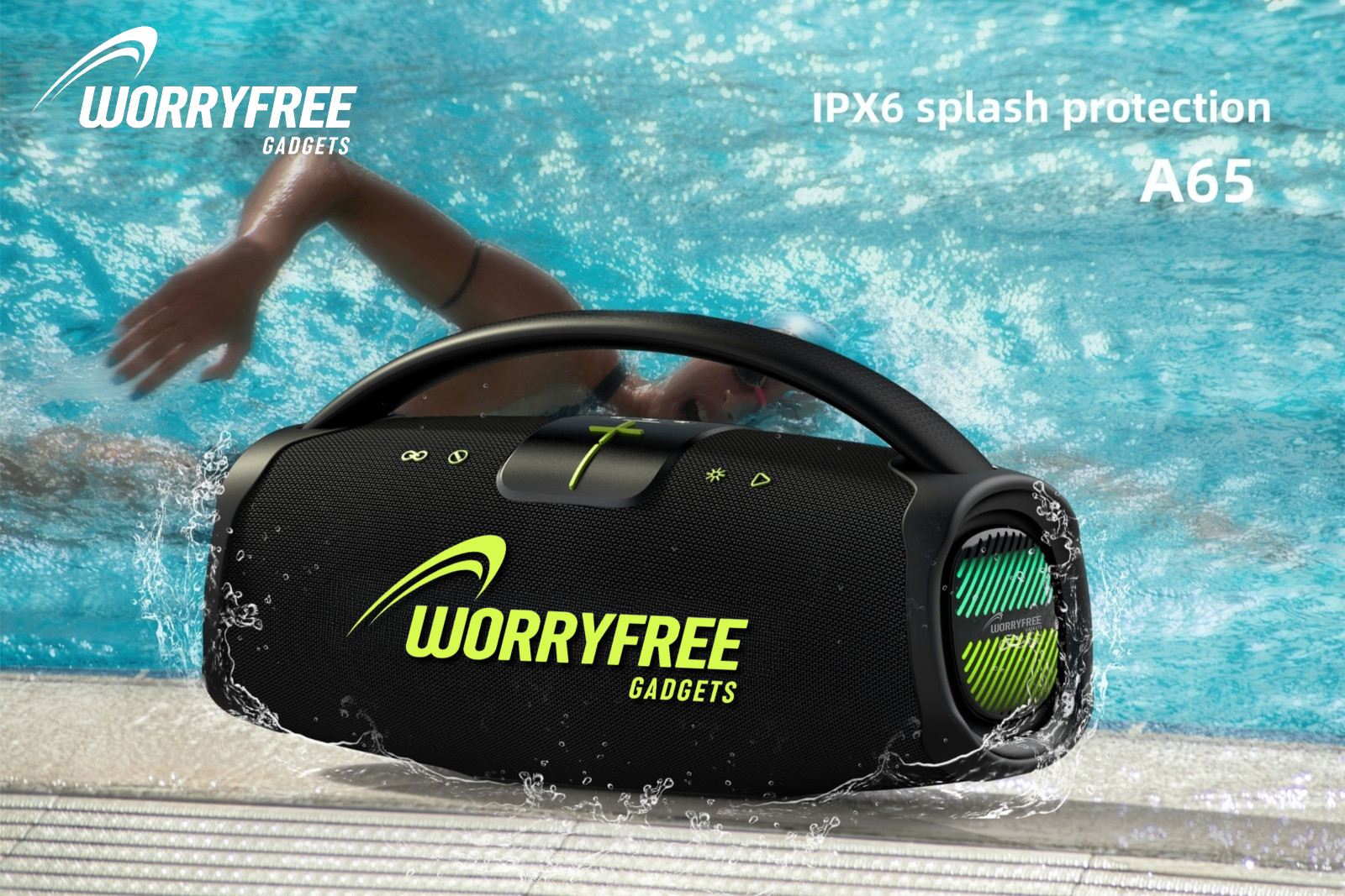 300W Portable Bluetooth Speaker with Handle, one Microphone- Black