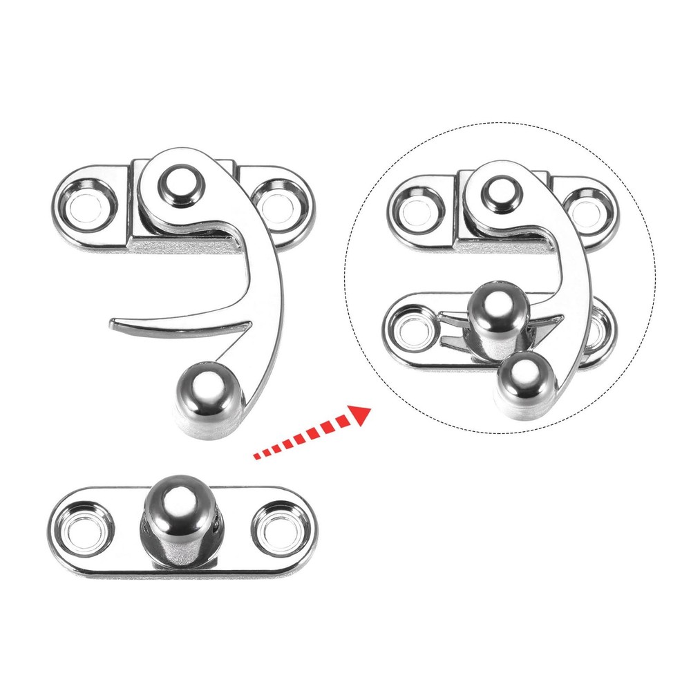 Right and Left Latch Hook Hasp Swing Arm Latch Silver Tone