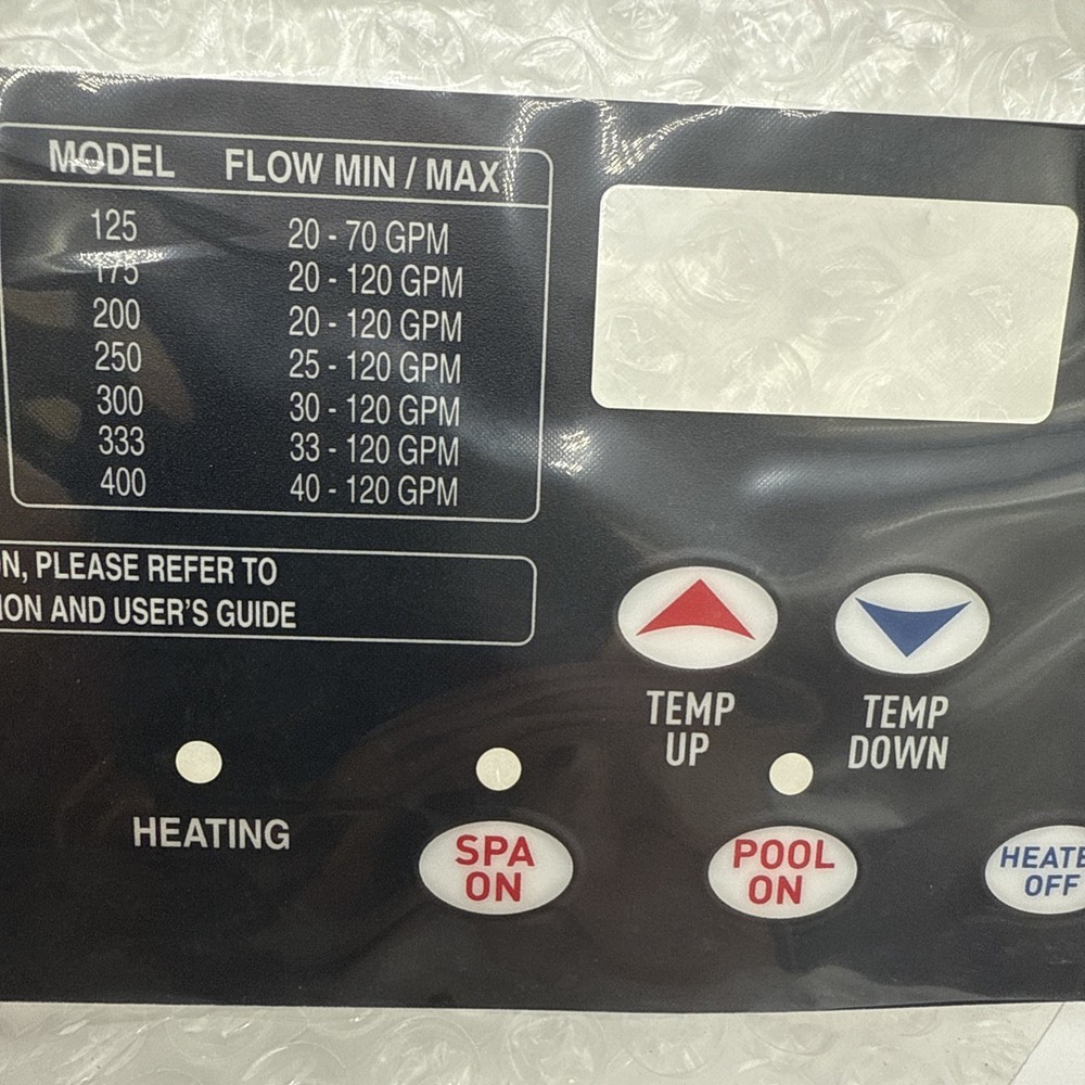 Pentair 472610Z Switch Membrane Keypad Replacement MasterTemp Pool Spa Heater
