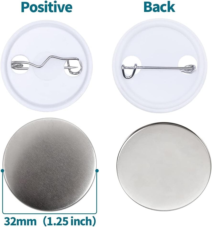 500 Sets 32mm(1.25 inch) Blank Pin Back Button Parts for Button Maker Machine