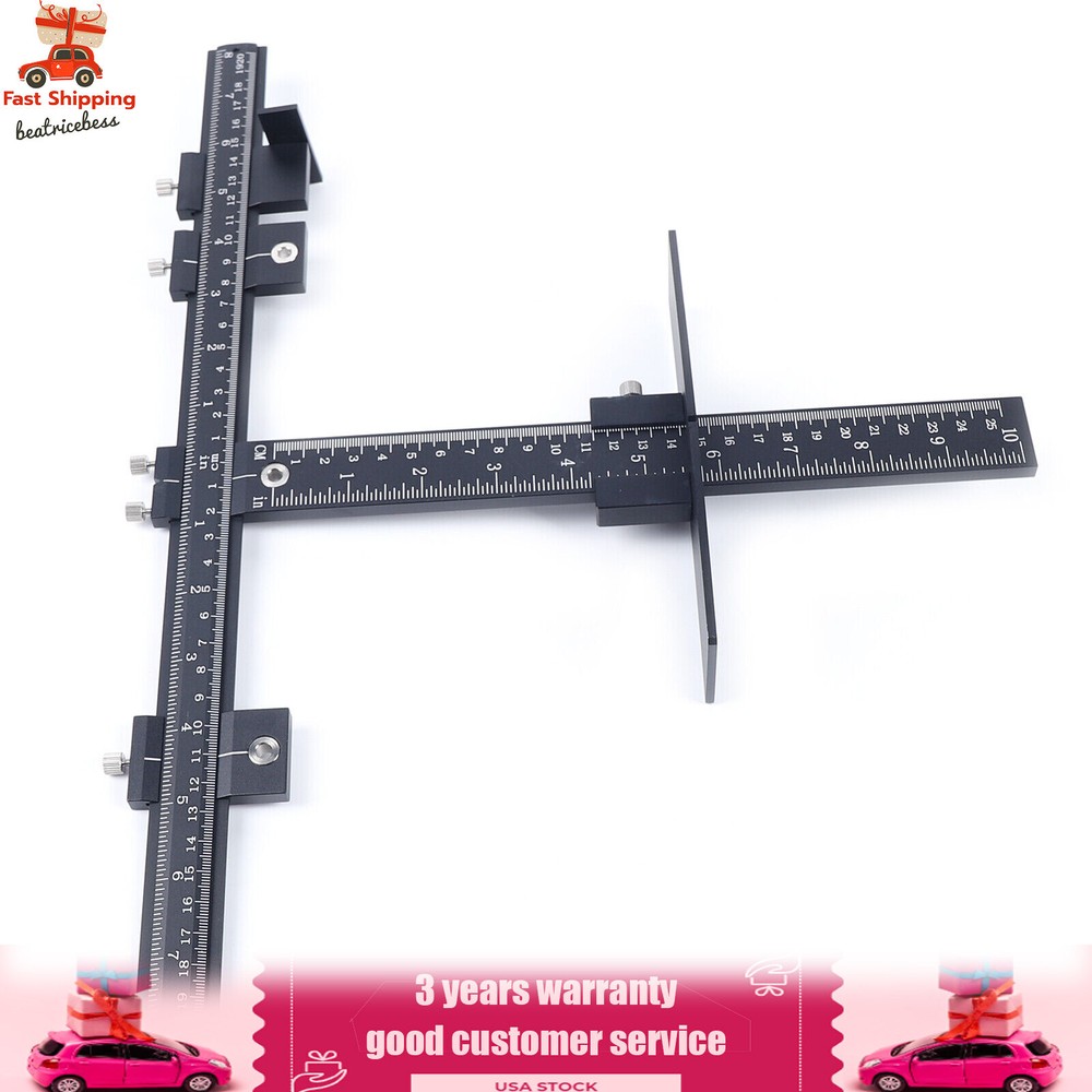 Adjustable Position Ruler Cabinet Hardware Installation Jig Woodworking Tools US