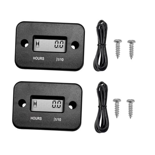 2 PCS Inductive Hour Meter, Waterproof 3V Vehicle Inductive Tachometer, Black