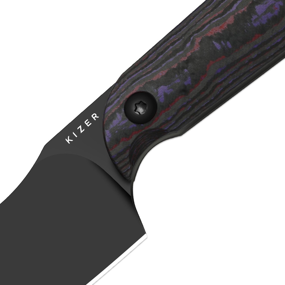 Kizer Mini Harpoon Drop Point Fixed Knife S45VN Blade Fat Carbon Handle + Sheath
