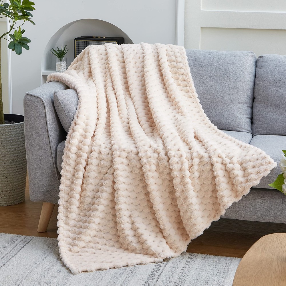 Fleece Throw Blanket for Couch or Bed - 3D Imitation Turtle Shell Jacquard De...