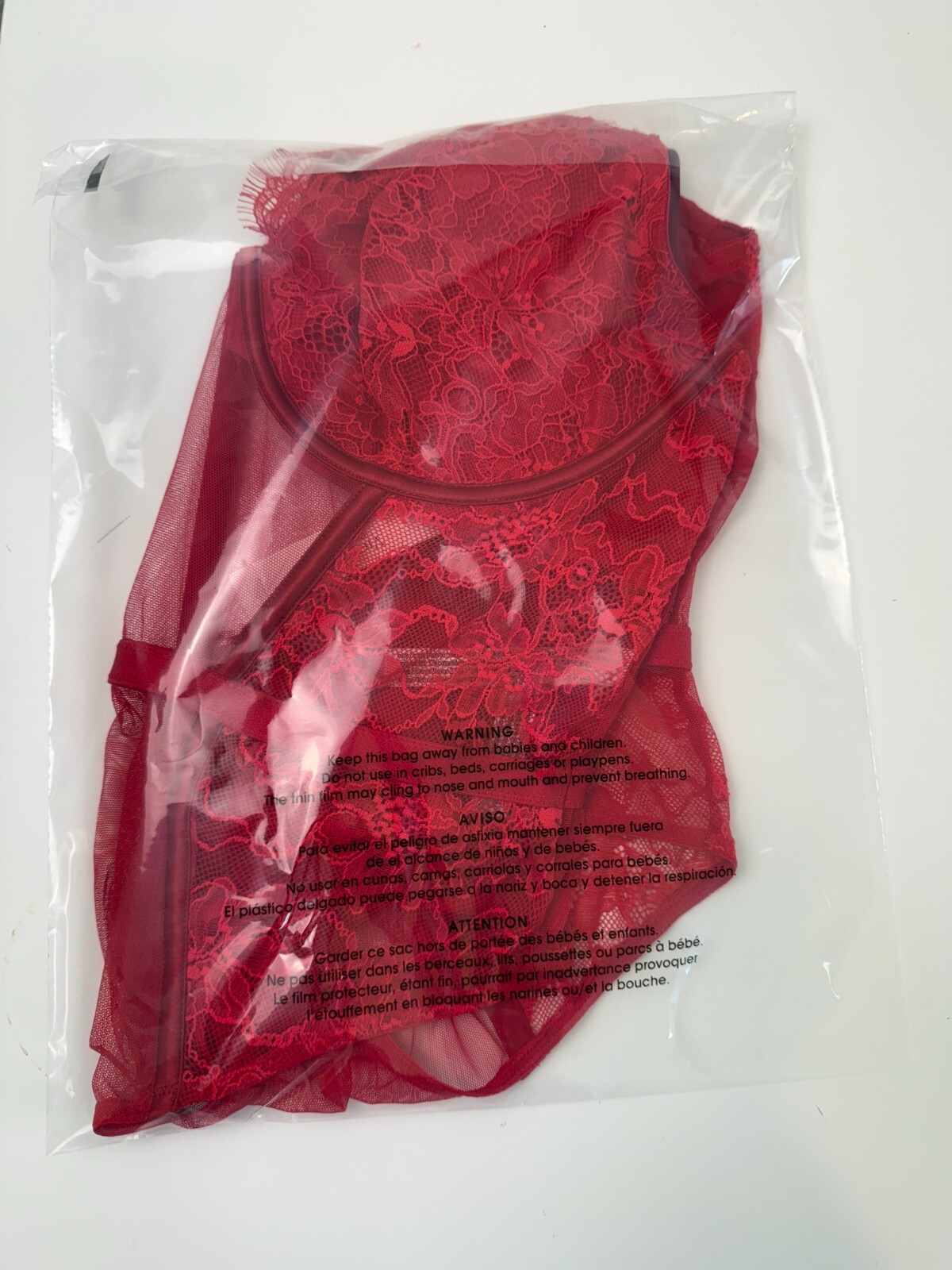 Victoria's Secret One Piece Boned Lace Teddy Bodysuit w/ Cherry Red XXL NWT