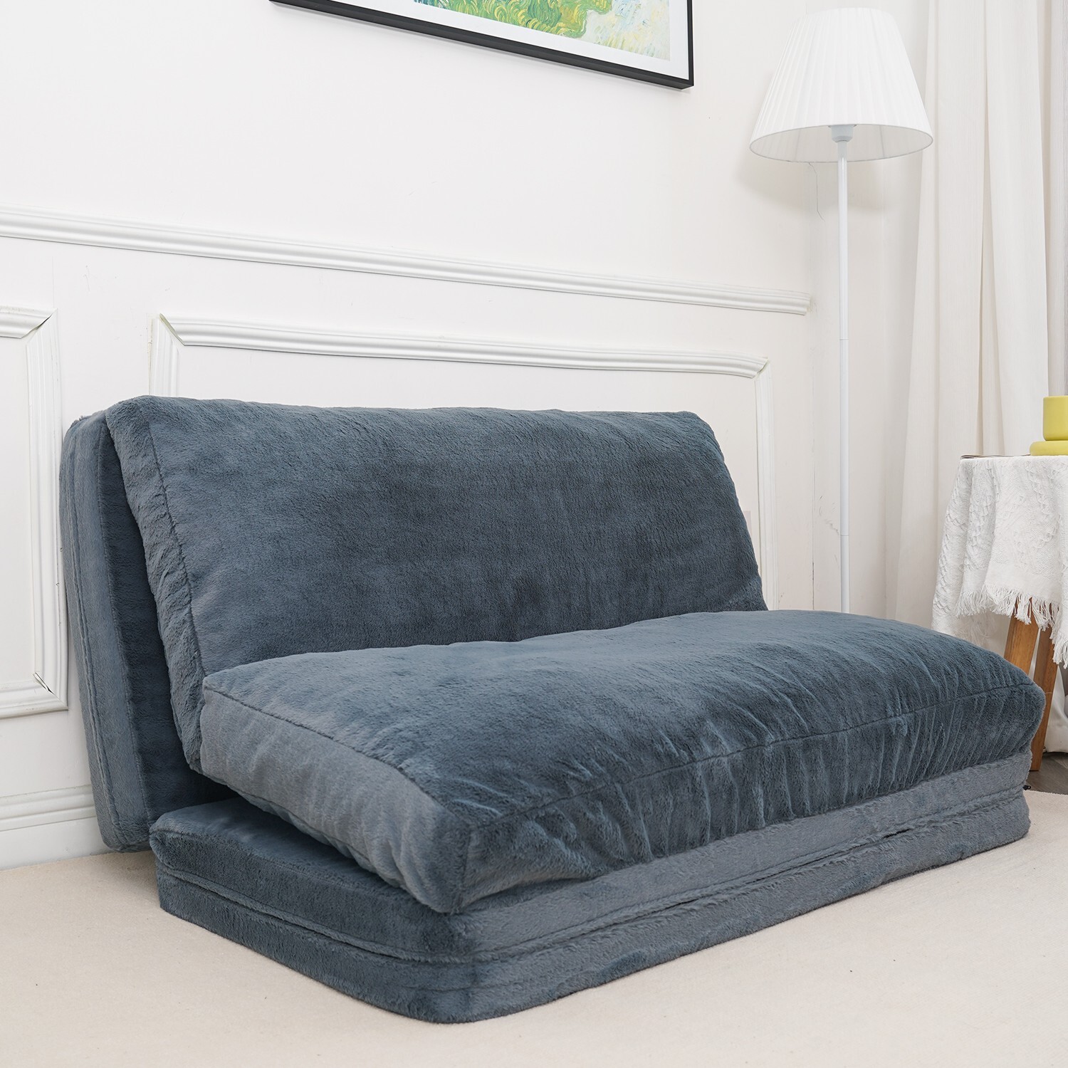 N&V Foam Foldable Sofa, Foam Filling Folding Sofa Bed, Bean Bag Floor Bed Sofa