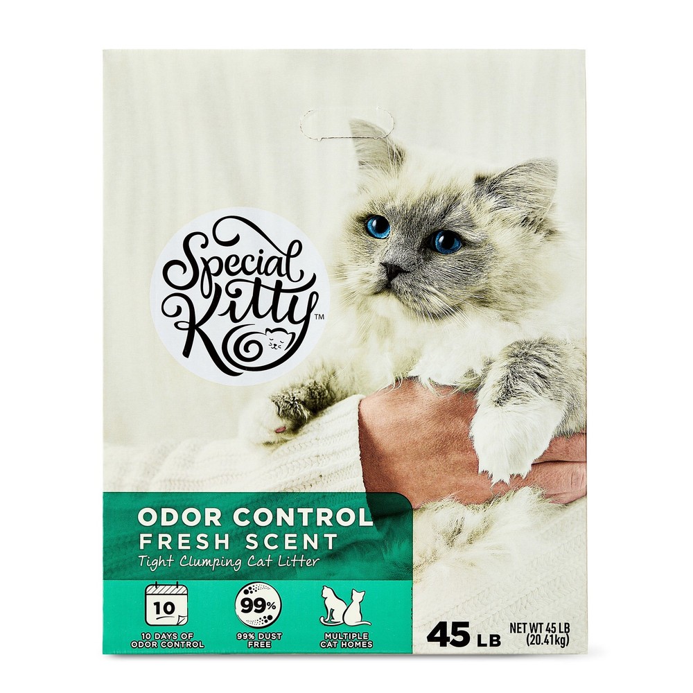 (2 pack)Clumping Clay Cat Litter, Fresh Scent, 45 lbs Box
