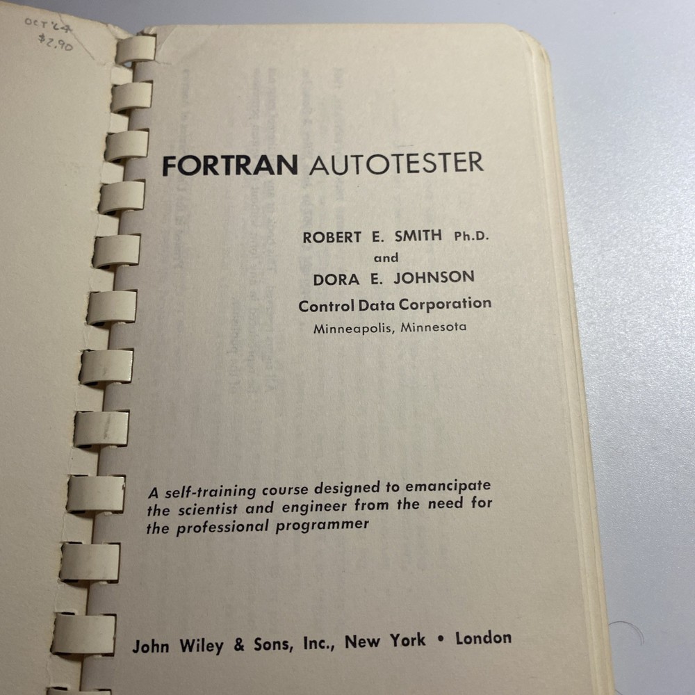 Fortran Autotester Vintage 1962 Self Training Course by Control Data Corp