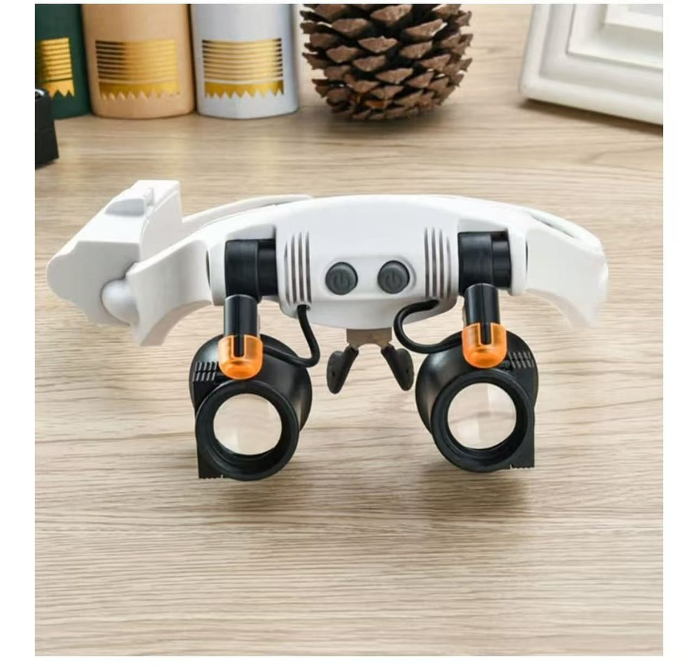 Magnifying Headset with 2 LED, 10 Interchangeable Lenses (3X–25X)