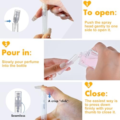 Chiallco Mini Perfume Sample Bottles, 10 Pack 5 ml Plastic Small Perfume 5ML