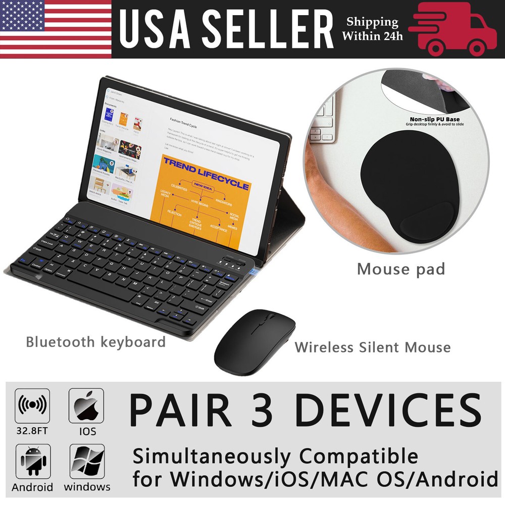 Bluetooth Wireless Keyboard and Mouse For Android IOS PC Phone Tablet Samsung