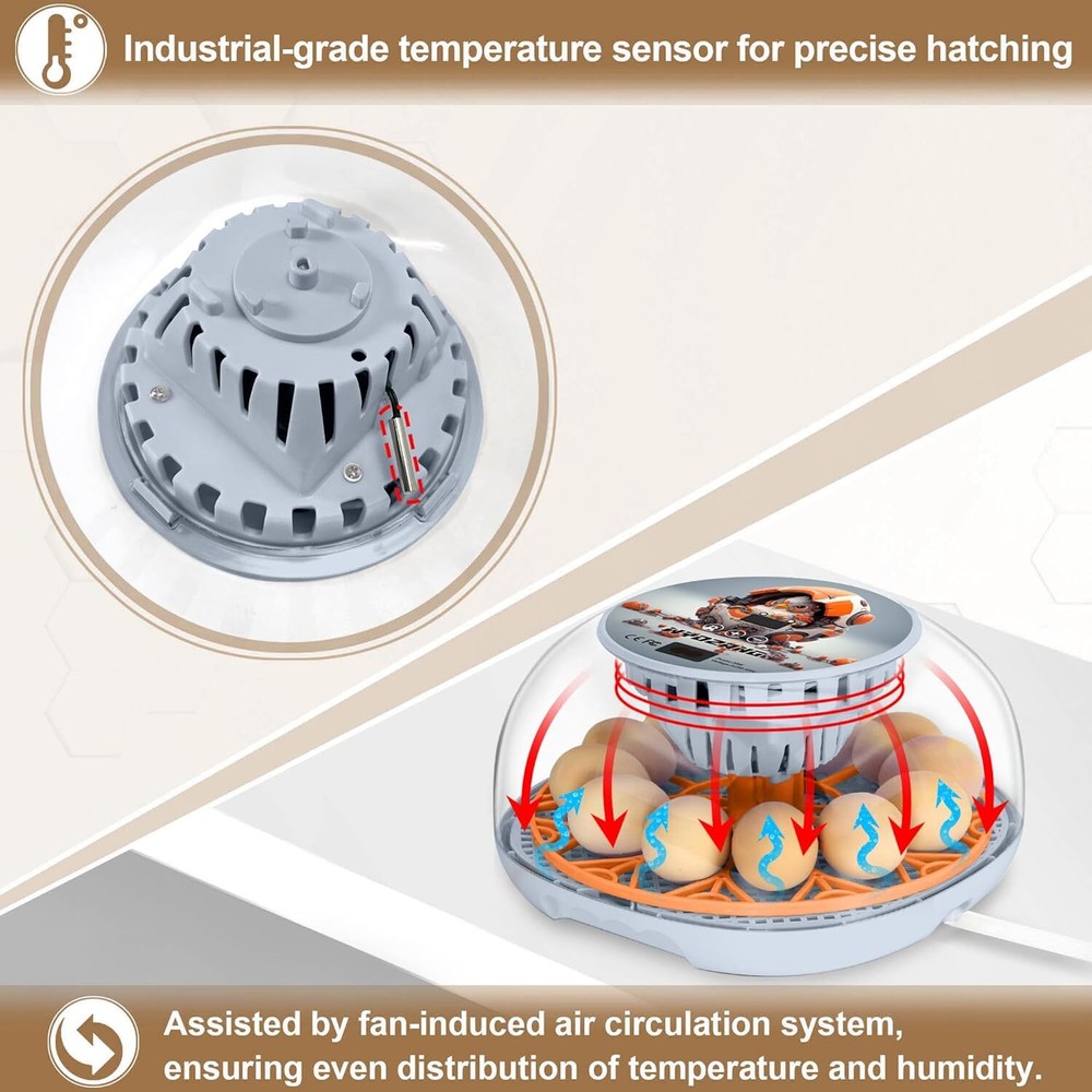 Easy To Use Egg Incubator With Automatic Turning Optimal Hatch Rates 360 Visi...