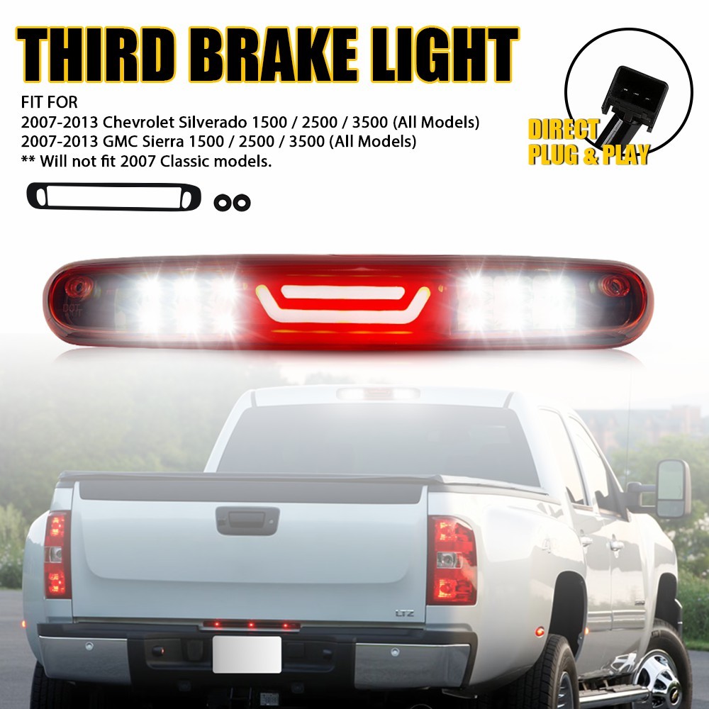 FOR 2007-13 SILVERADO SIERRA LED BAR THIRD 3RD TAIL BRAKE LIGHT CARGO LAMP RED A