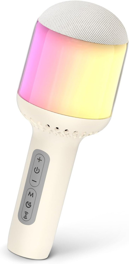 Wireless Bluetooth Karaoke Microphone with Dynamic Lights, Portable Handheld Mic