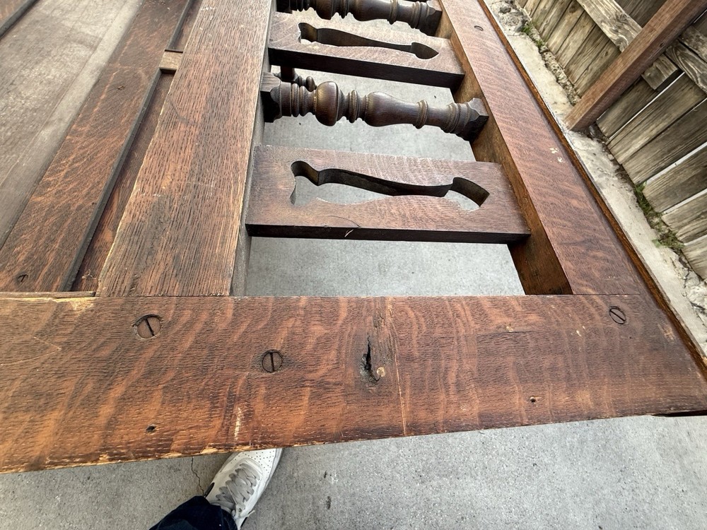 ANTIQUE SOLID OAK HALL / FOYER BENCH WITH STORAGE