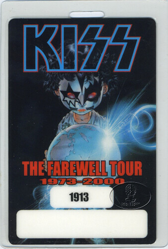 KISS 2000 FAREWELL TOUR LAMINATED BACKSTAGE PASS Numbered