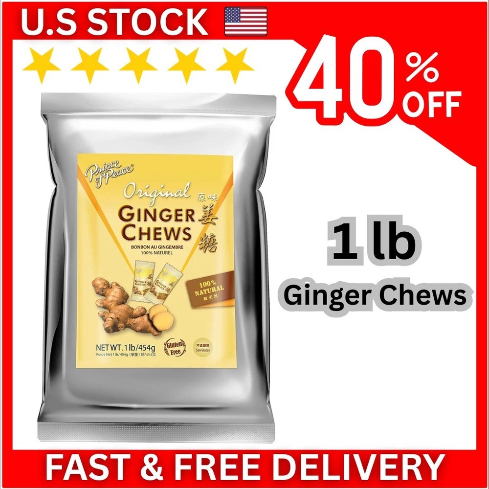 Original Ginger Chews,1 Lb – Candied Ginger – Candy Pack – Ginger Chews Candy