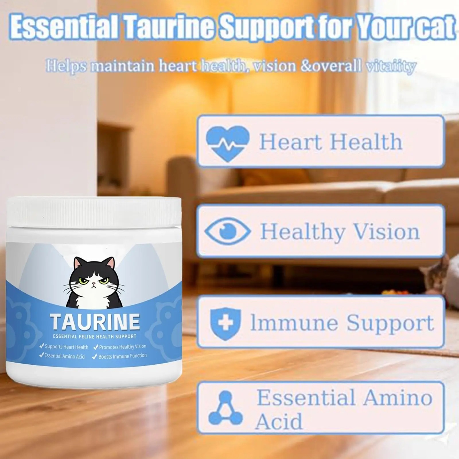 Kitty Supps Taurine for Cats, Kittysupps Taurine Supplement Immune Support
