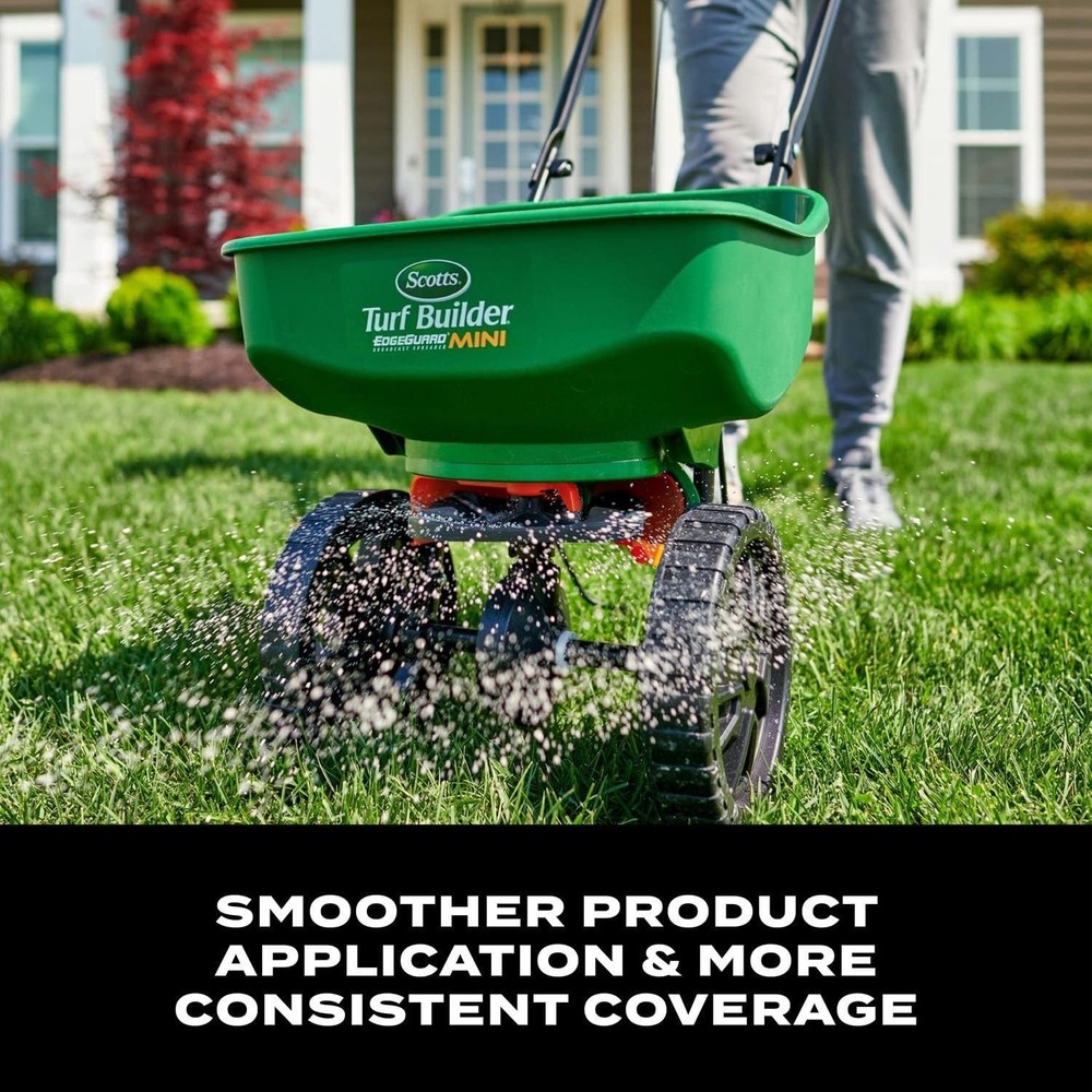 Scotts Turf Builder EdgeGuard Mini Broadcast Spreader for Grass Seed, Fertilizer