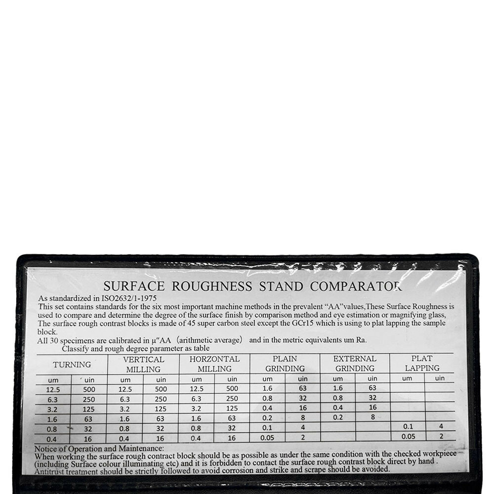 30 Pc Specimen Surface Roughness Comparator Composite Pocket Set Gauge