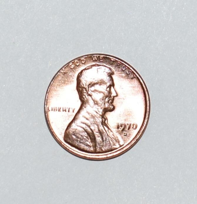 1970 D Strike Through Missing Letters Broad Strike Error R & O Uncirculated Red