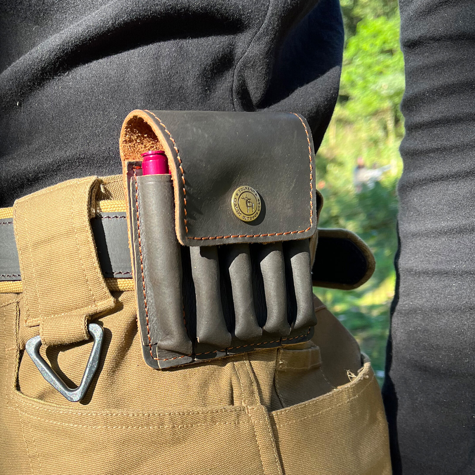 TOURBON Leather Rifle Bullets Ammo Belt Holder Pouch Cartridge Shell Wallet US