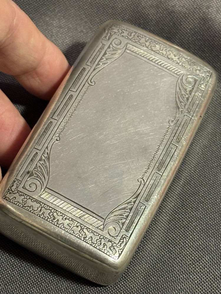Antique Victorian 800 Silver Snuff Box Dated 1874