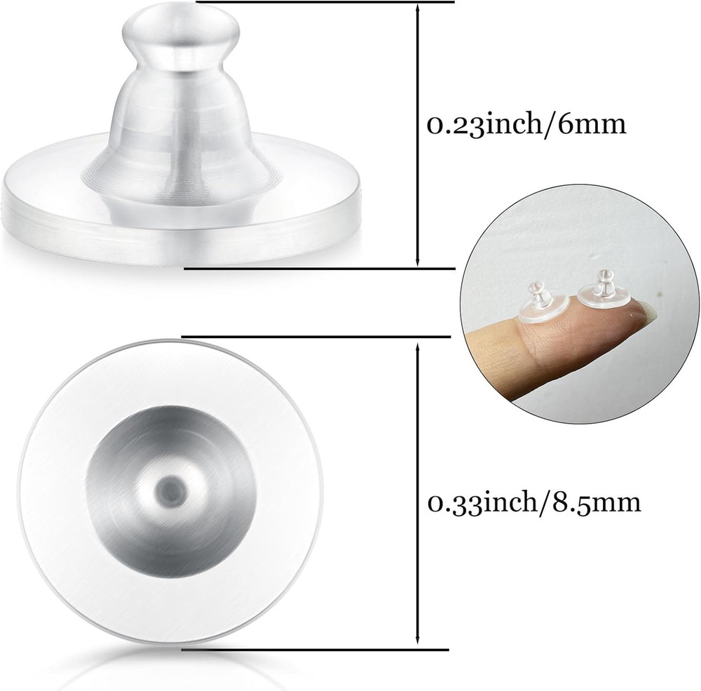 Earring Backs Rubber,100Pcs Soft Clear Earring Backs for Studs,Hypoallergenic Si