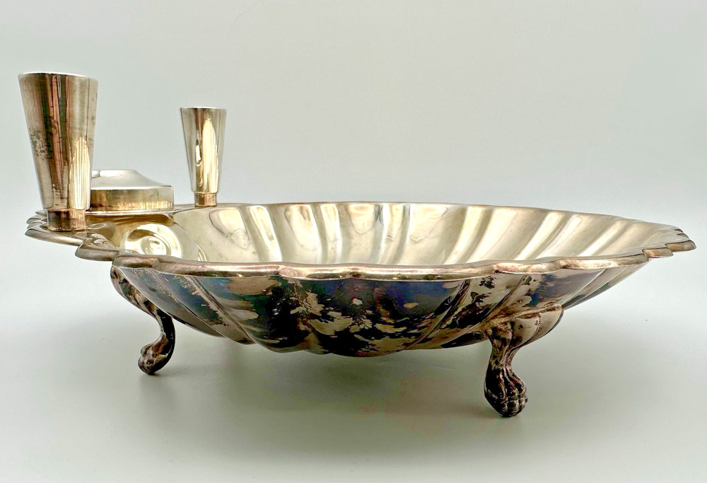 Vintage Starr Co. Silver Plate Shell Appetizer Serving Toothpick Holder Dish 11"