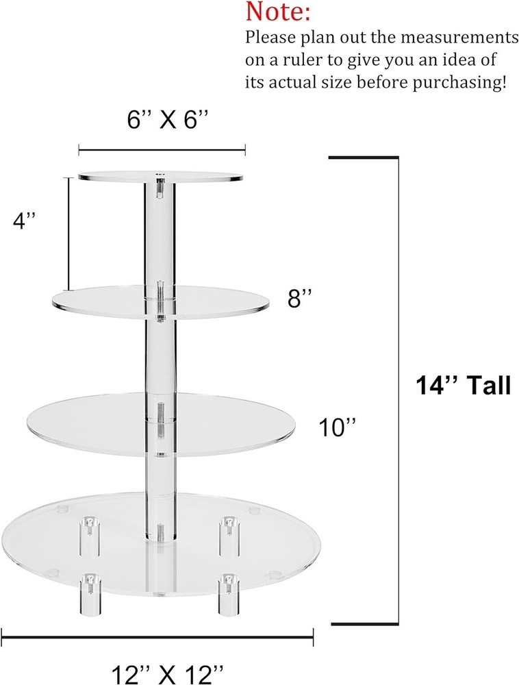Clear Acrylic Cupcake Stand, 4 Tier Dessert Tower