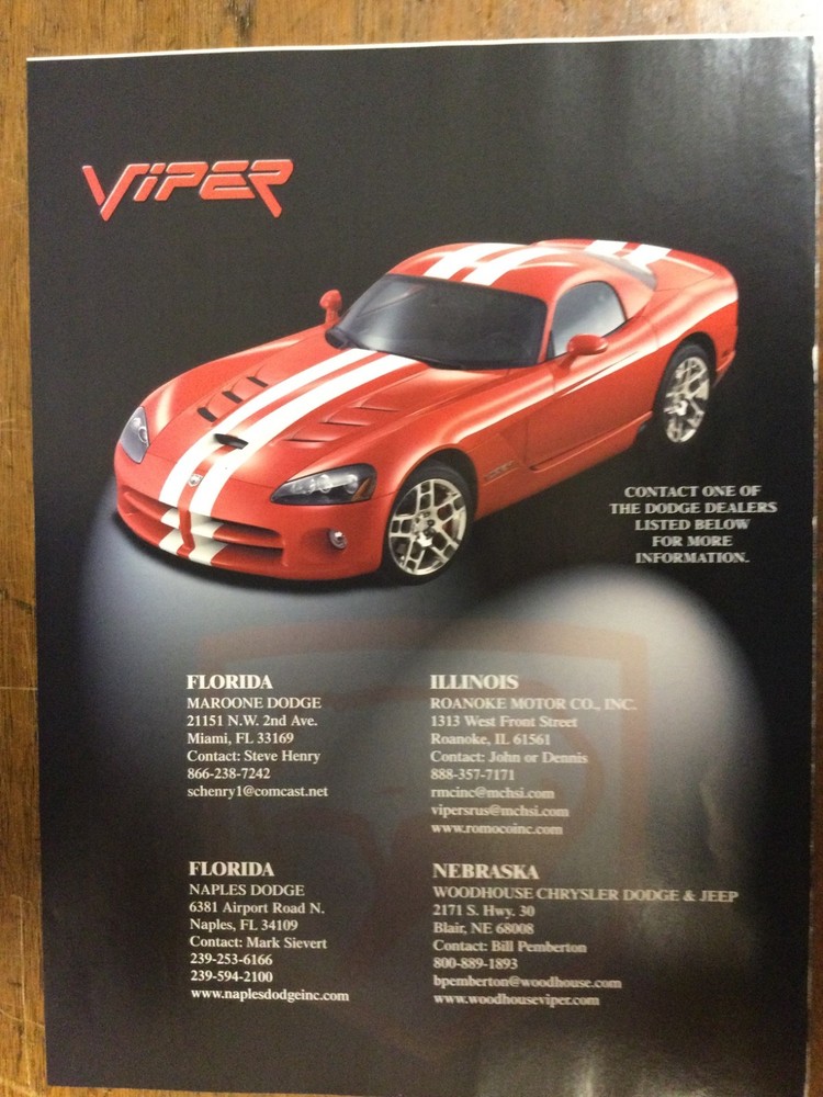 Misc 4033 Advertisement Dodge Viper March 2007