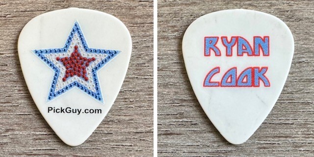 ACE FREHLEY BAND = White Star "Ryan Cook" Signature Tour guitar pick