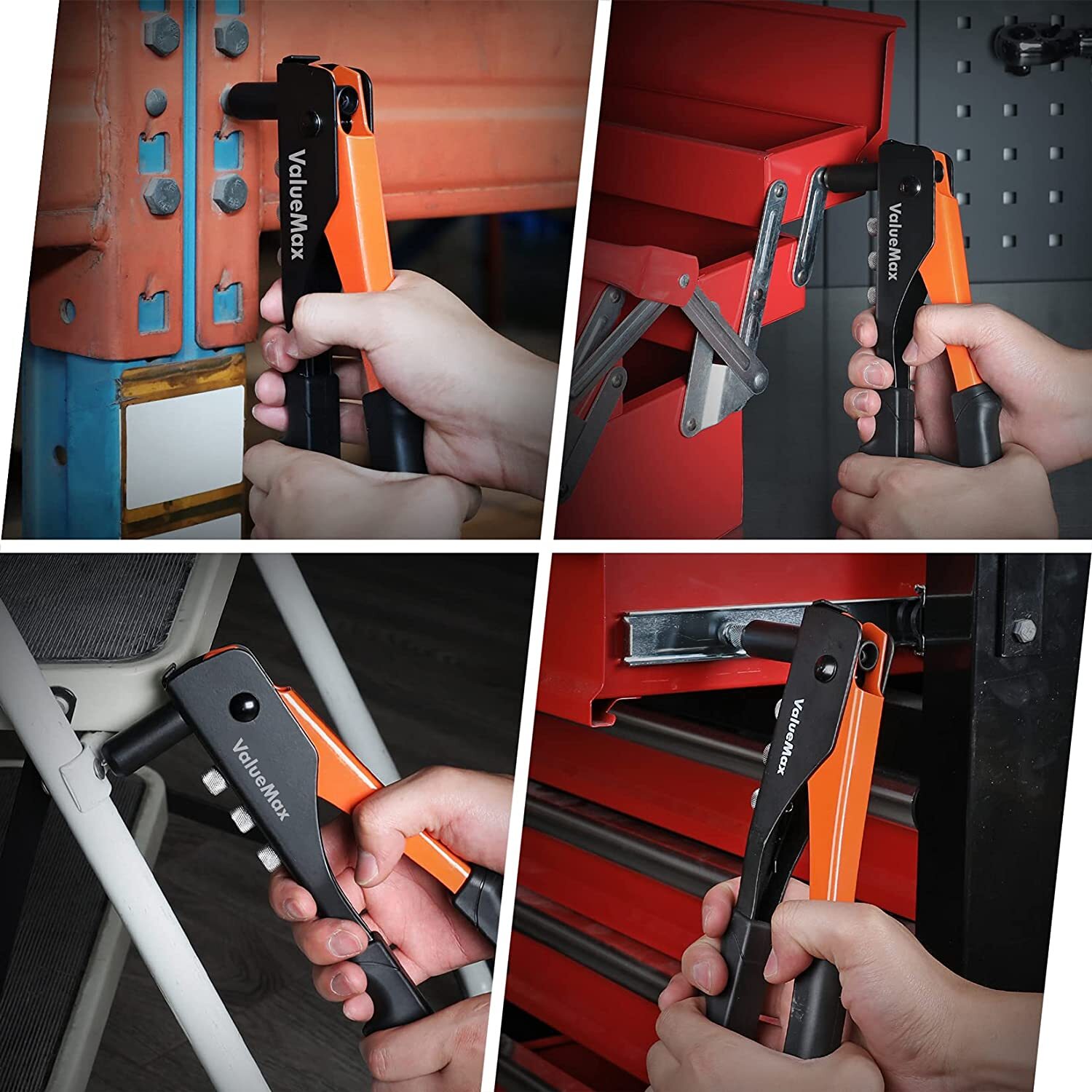 ValueMax 4-in-1 Hand Riveter/Rivet Gun Pop Rivet Tool Kit with 200 Rivets Steel