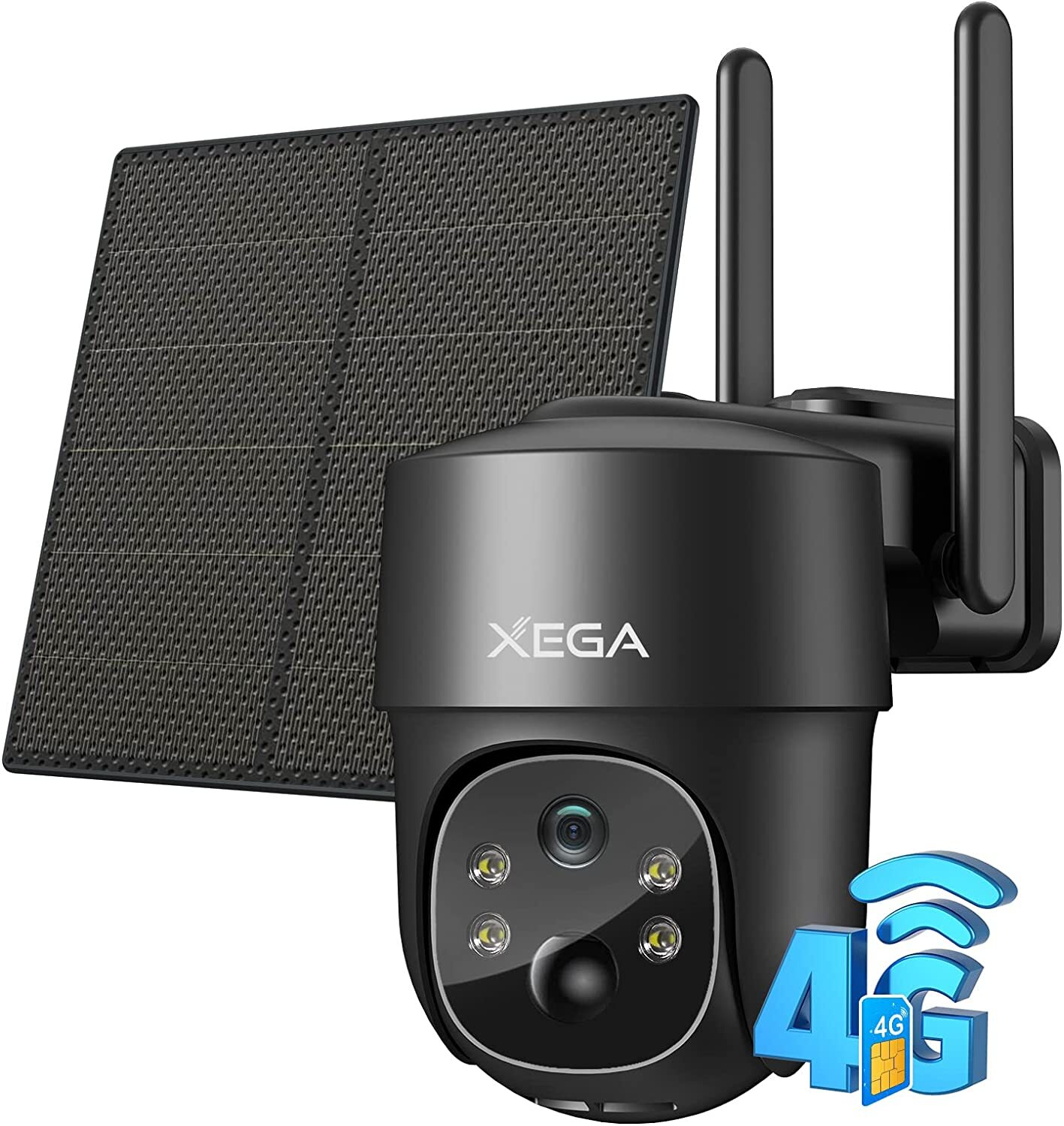 Xega Wireless 4G LTE Cellular Security Camera Solar with SIM Card & 2 Way Talk